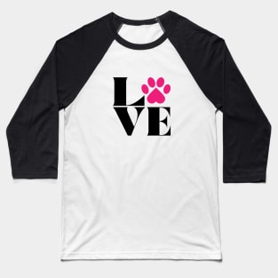 Love Graphic with Paw Baseball T-Shirt